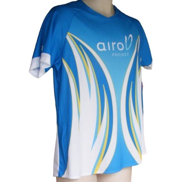 new!! SUGOI Tech Shirt, XL, Exersize, Raglan Short sleeves, Blue/White/Yellow - Picture 2 of 8